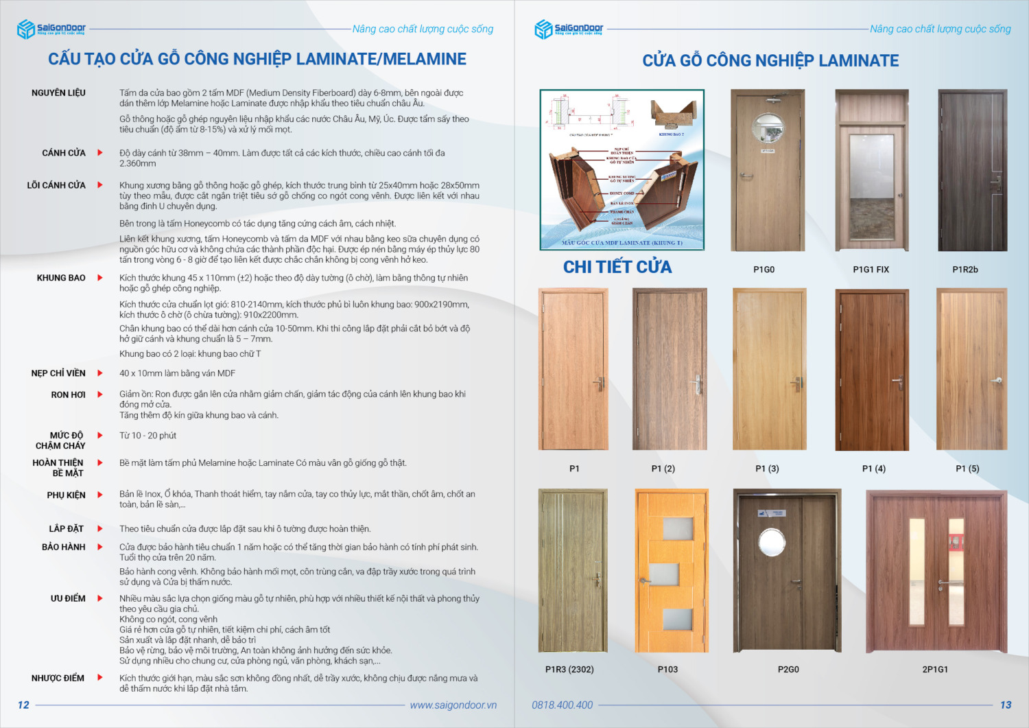 Catalogue cửa gỗ công nghiệp melamine/laminate