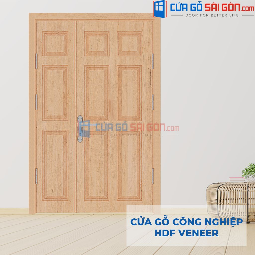 Mẫu cửa chống ồn phòng ngủ - Cửa chống ồn gỗ công nghiệp HDF Veneer