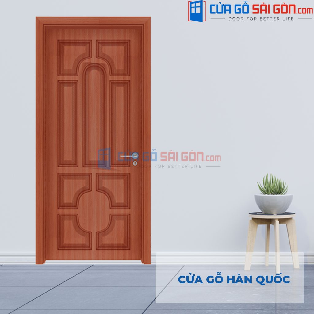 Mẫu cửa nhựa giá rẻ - Cửa Gỗ Hàn Quốc 018 teak CGSG