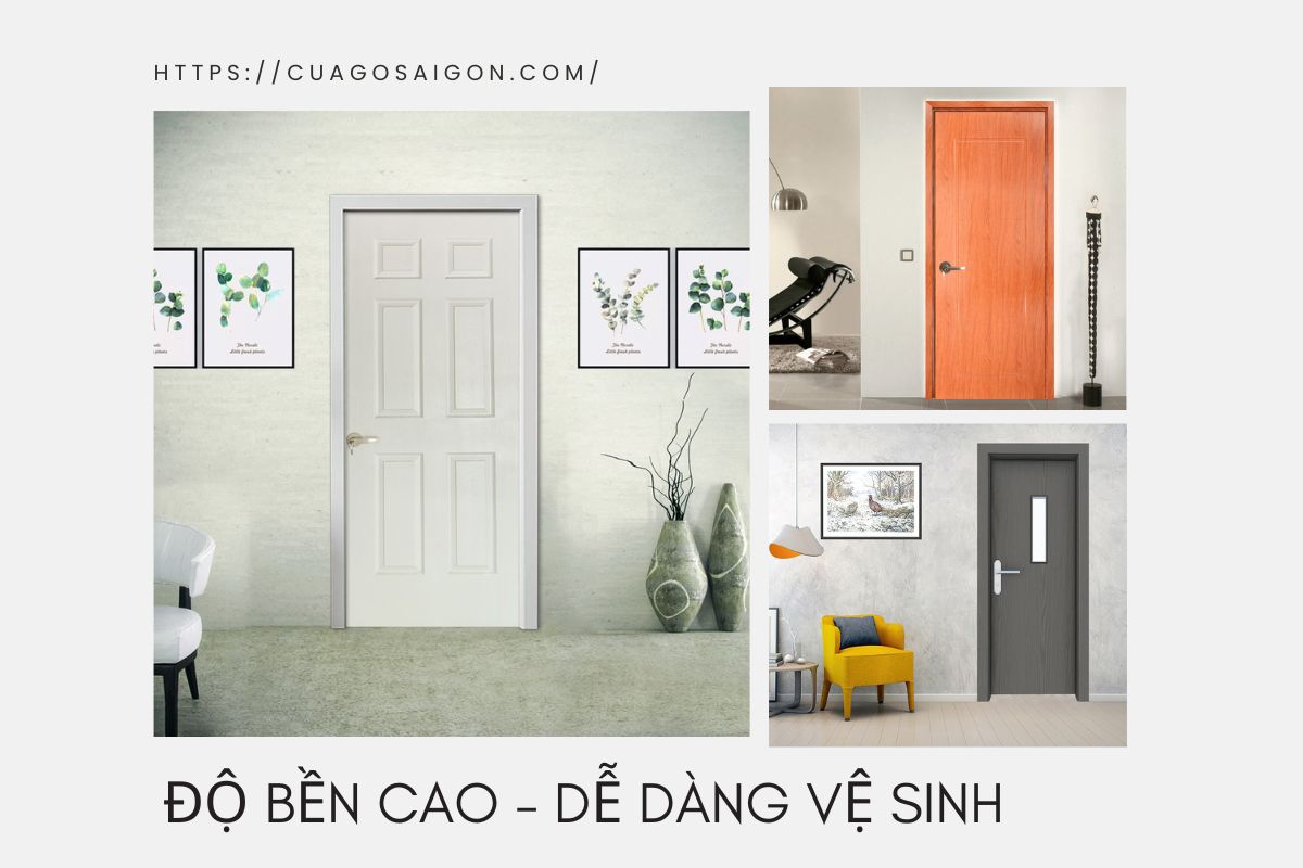 Cửa gỗ nhựa có độ bền tốt và dễn dàng vệ sinh.