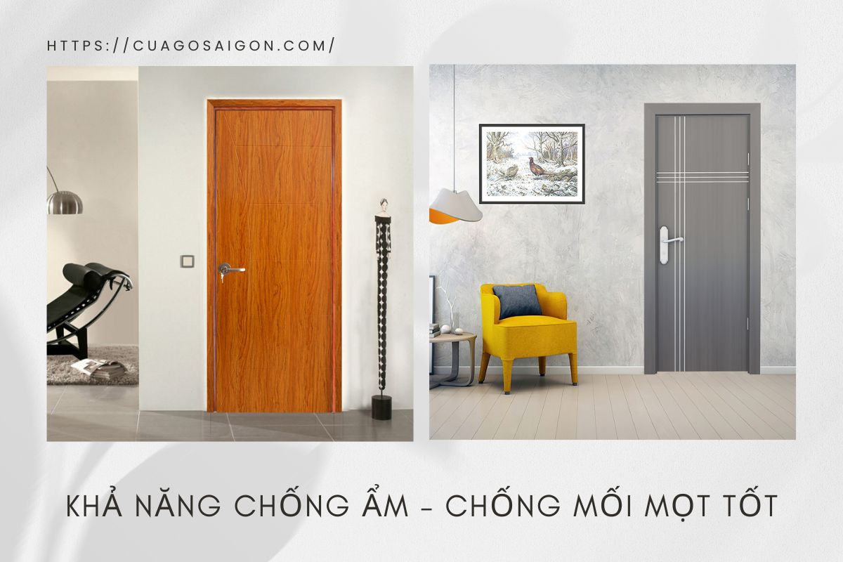 Cửa gỗ nhựa có khả năng chống ẩm, mối mọt tốt.